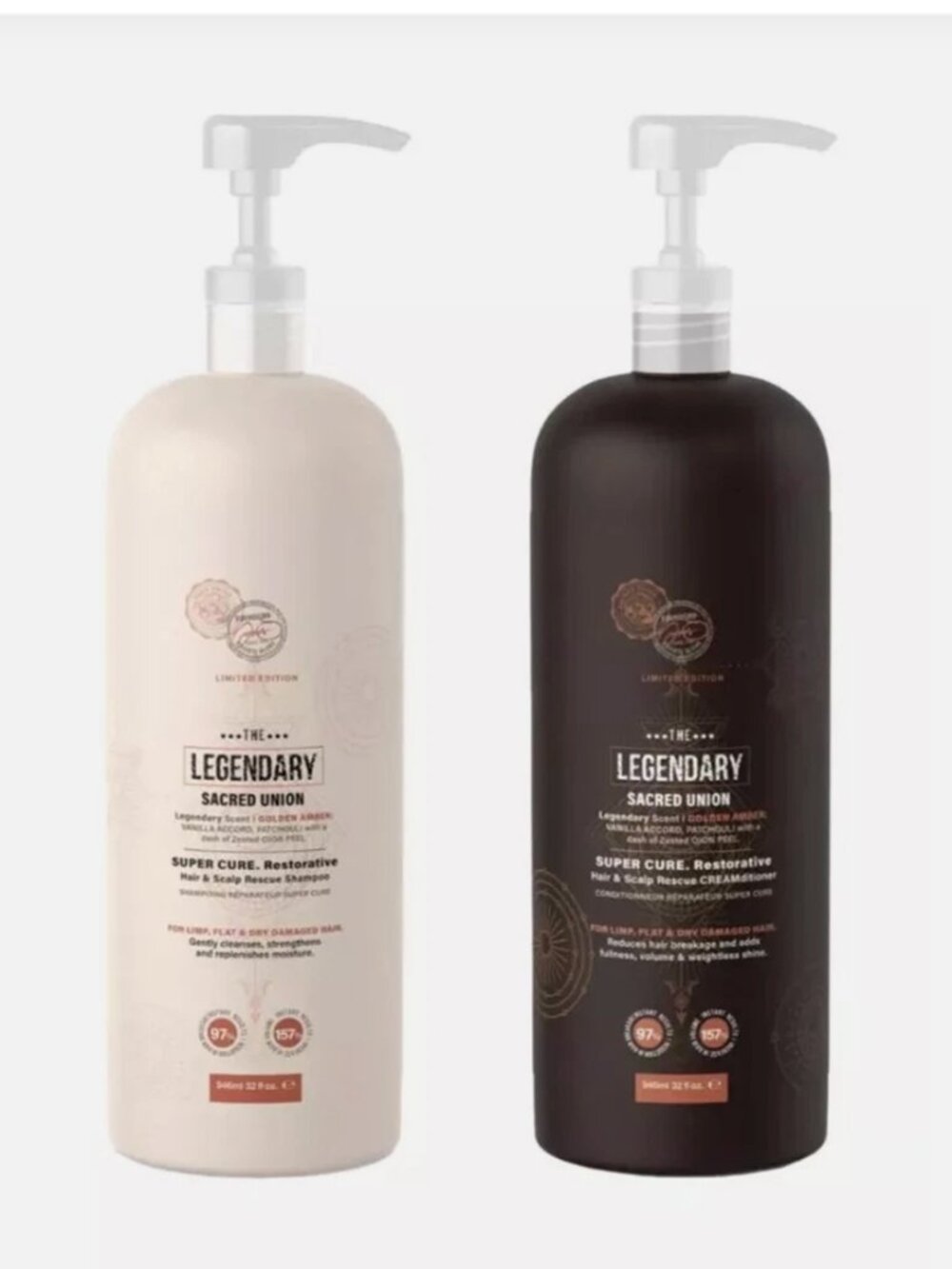 Tweak'd by Nature Legendary Restore Shampoo and Conditioner 32 oz Golden Amber